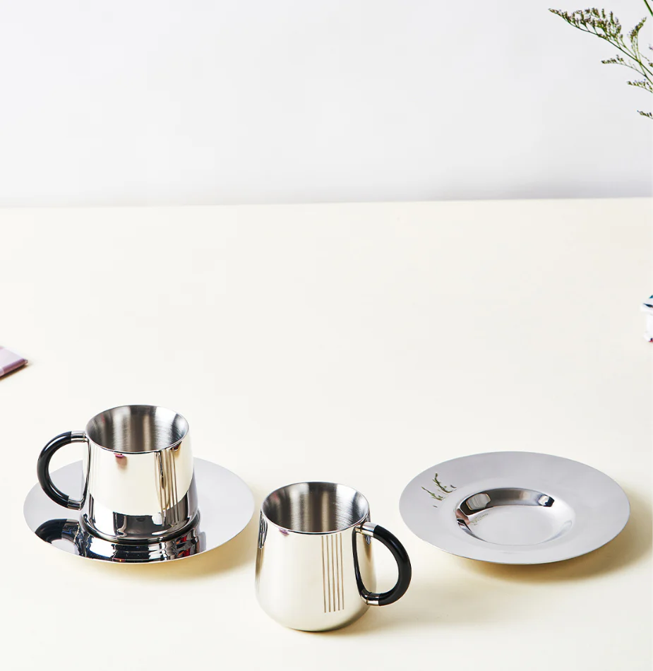 Deco Cup & Saucer | Luxury Cup Set of 2 - Image 3