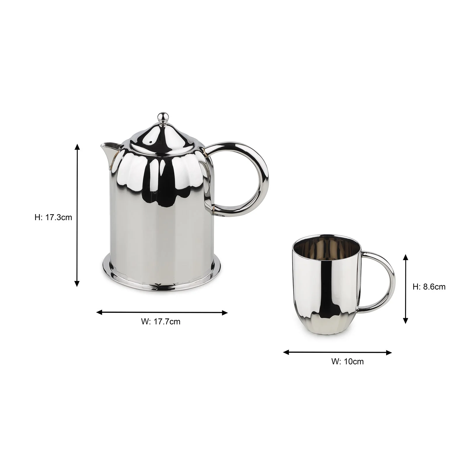 Luxury Dome Stainless Steel Coffee Mug & Pot Set - Image 9