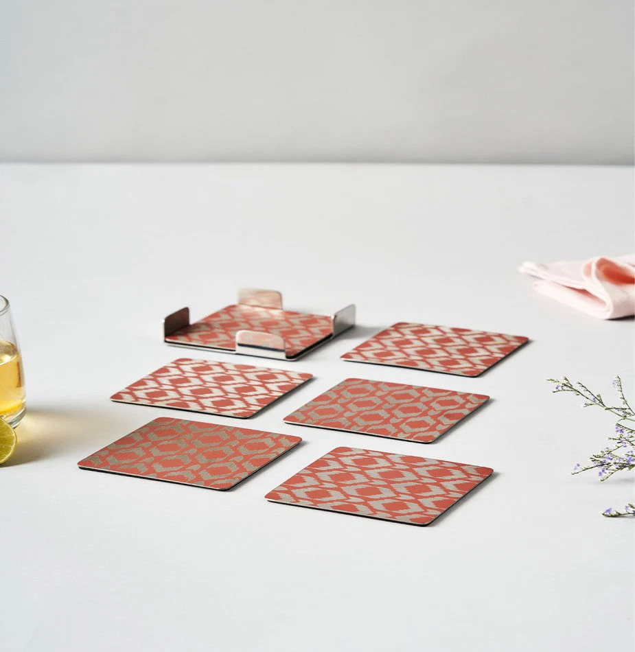 Ikat Coaster Pink | Set of 6 - Image 3