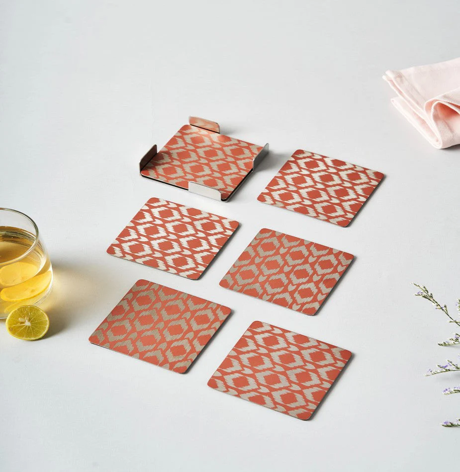 Ikat Coaster Pink | Set of 6 - Image 6
