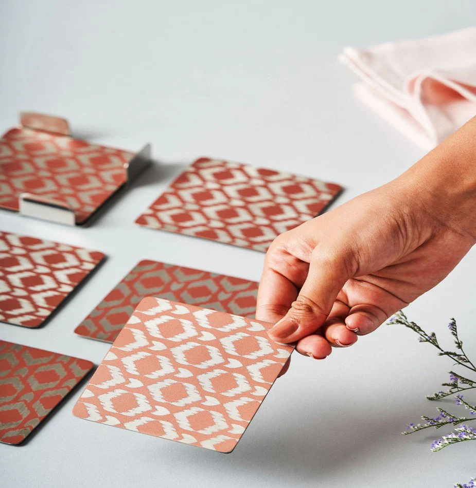 Ikat Coaster Pink | Set of 6 - Image 8