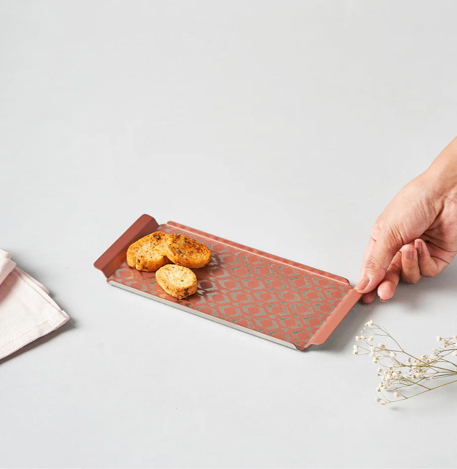 Pink Ikat Designer Serving Tray – Small & Stylish - Image 5