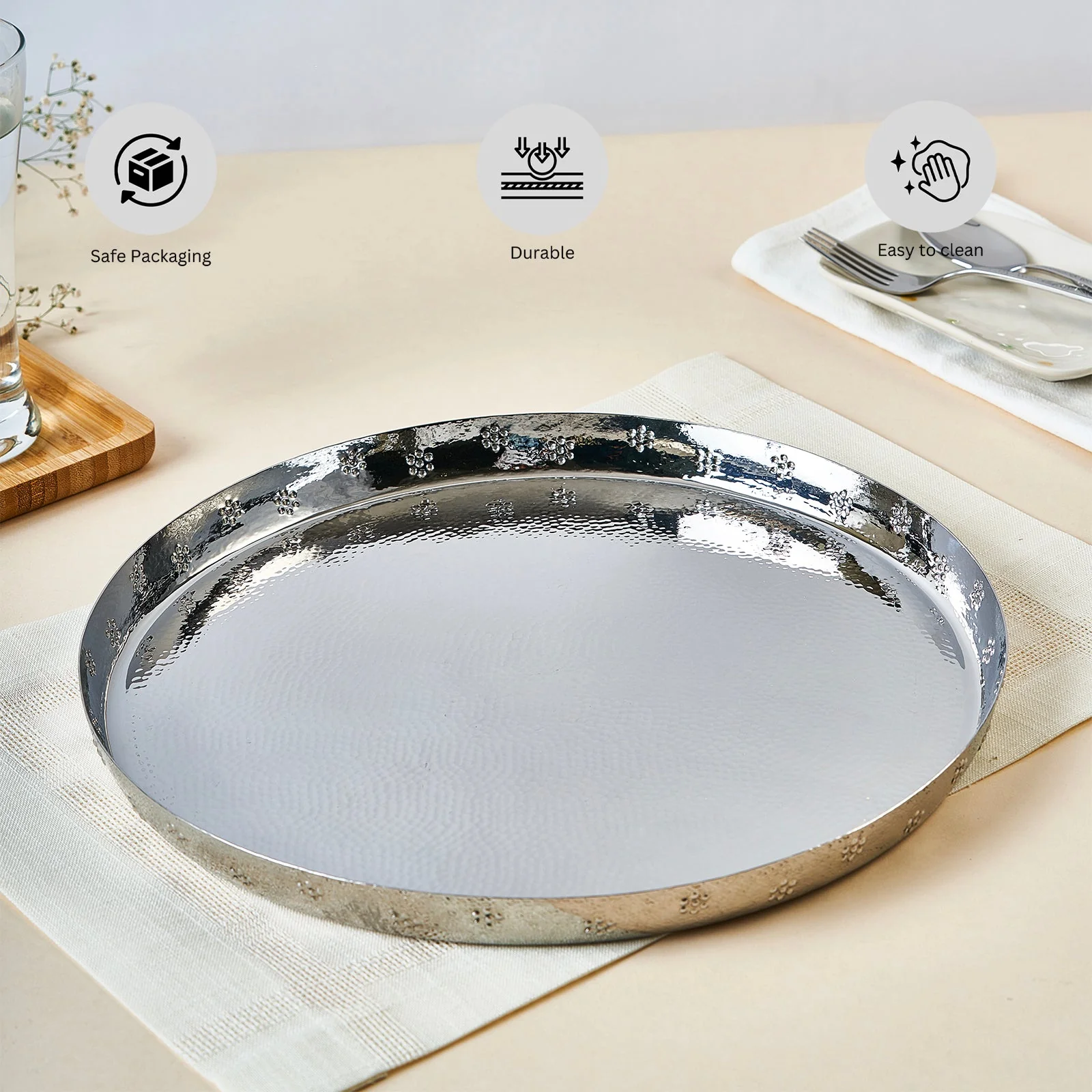 Polka Thali With Texture & Flower Dots - Image 8