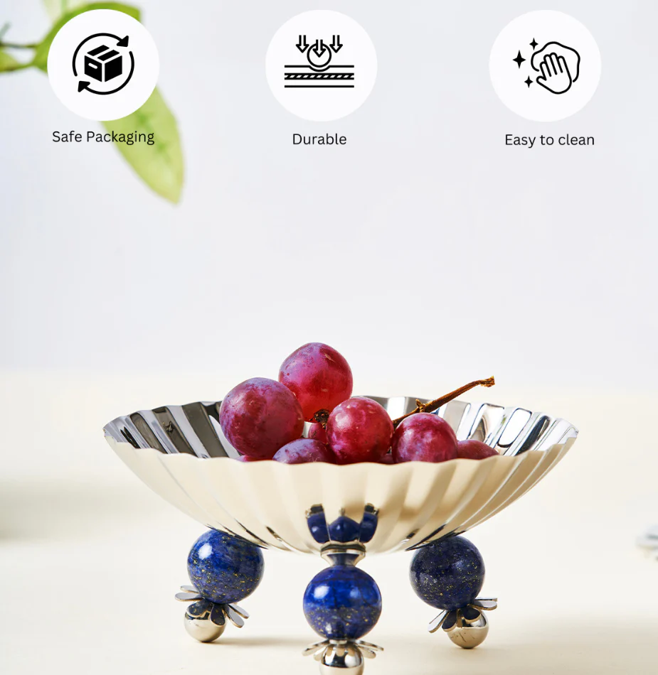 Poppy Nut Bowl with Lapiz Lazuli Stone - Image 8