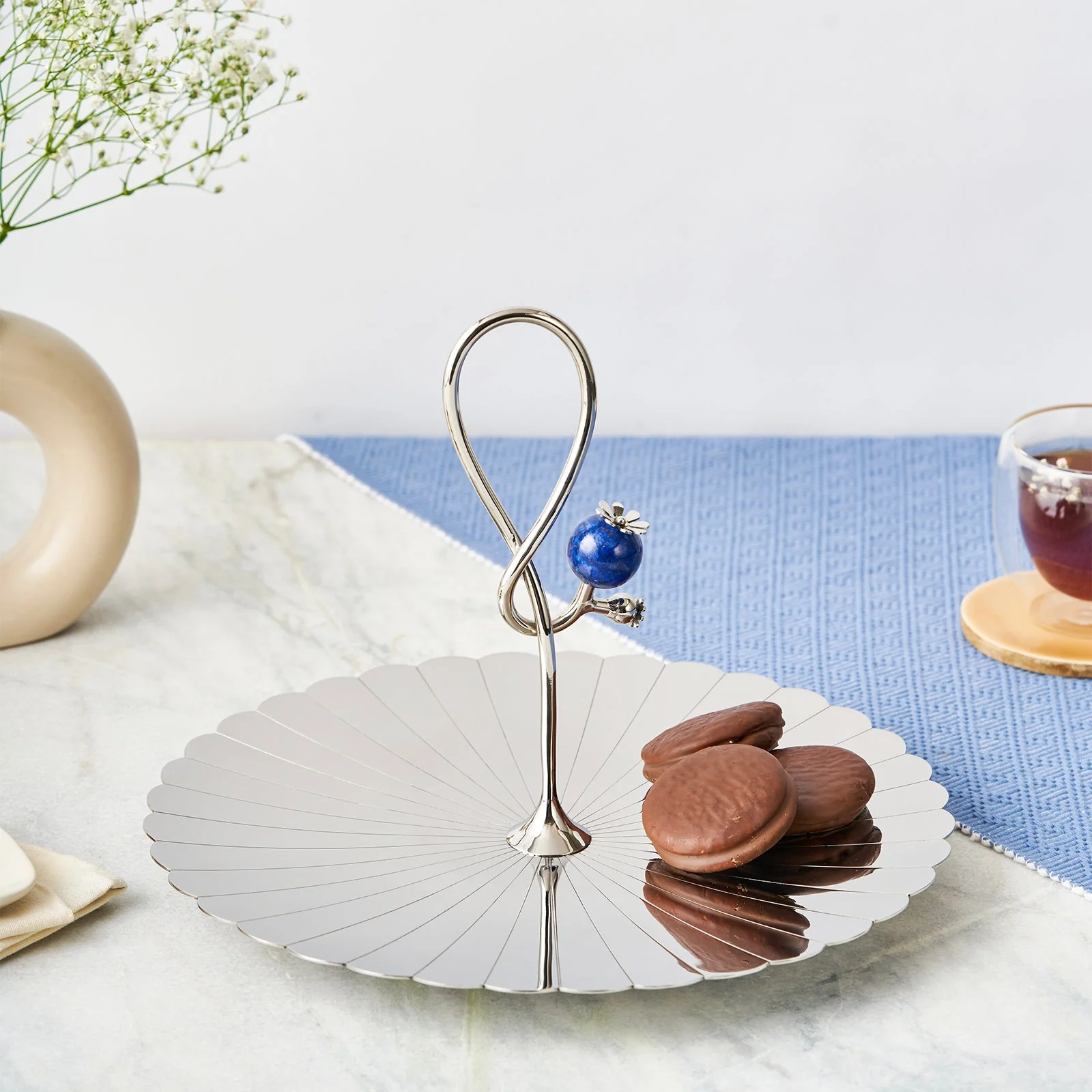 Poppy Pole Platter with Lapiz Lazuli Stone | Medium - Image 3