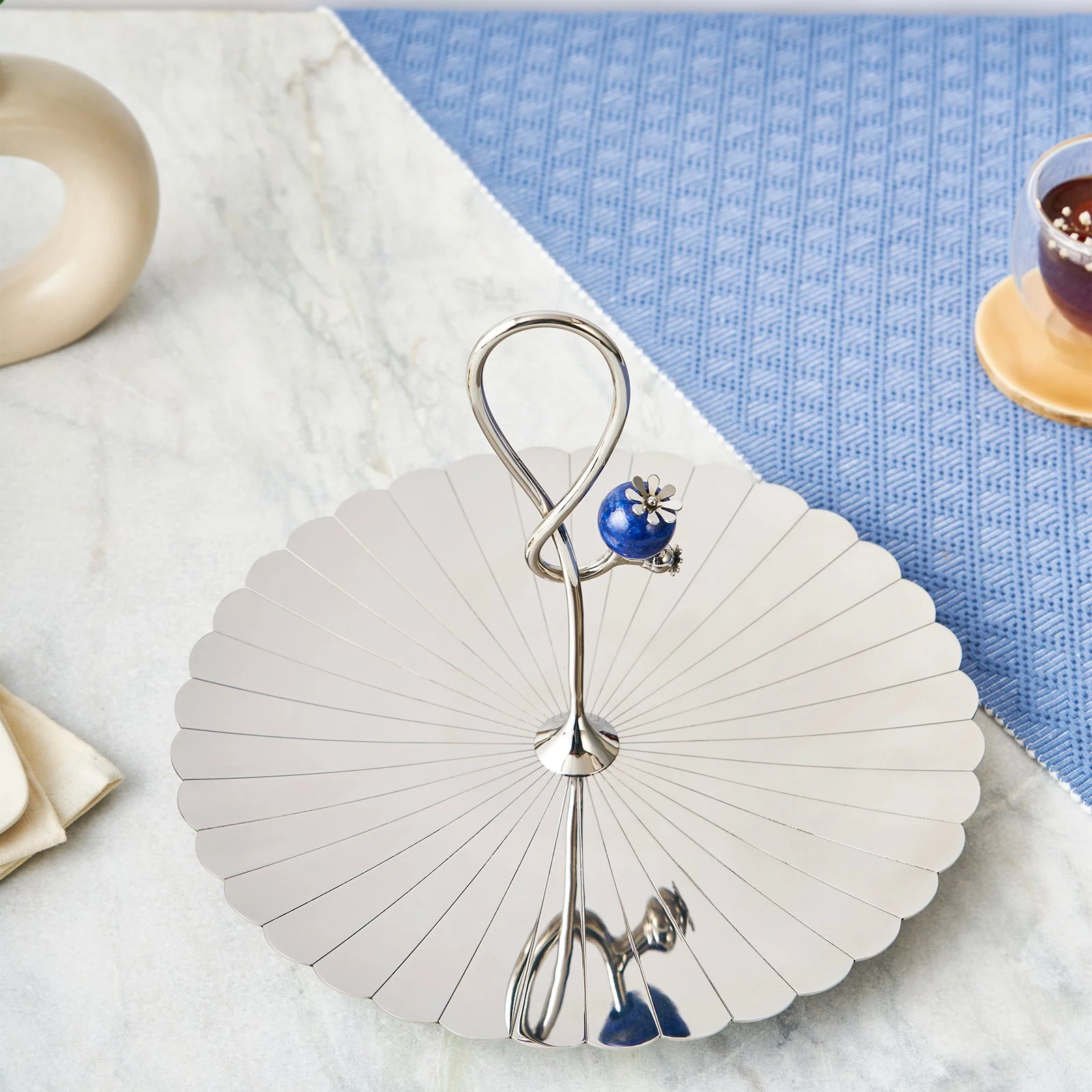 Poppy Pole Platter with Lapiz Lazuli Stone | Medium - Image 5
