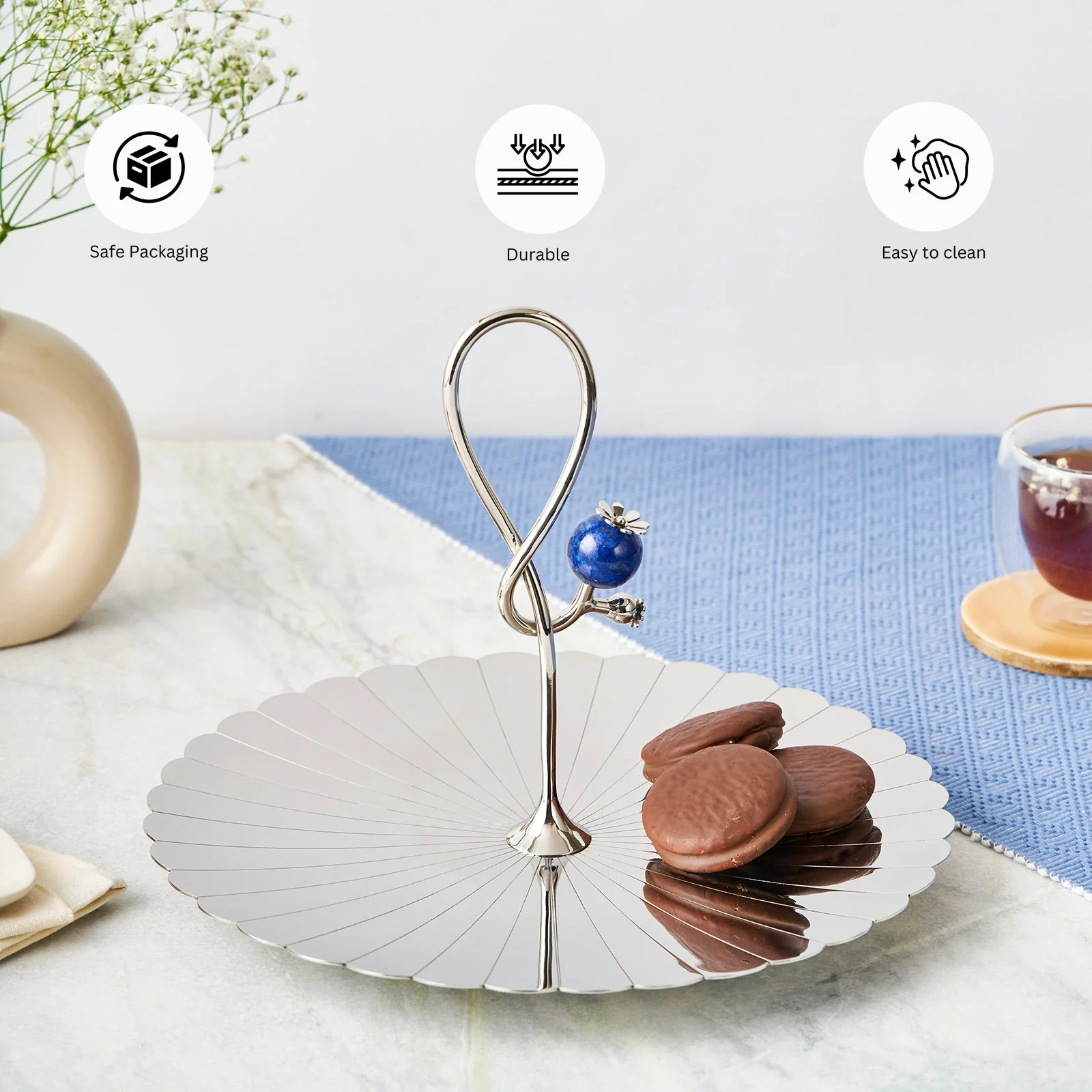 Poppy Pole Platter with Lapiz Lazuli Stone | Medium - Image 8