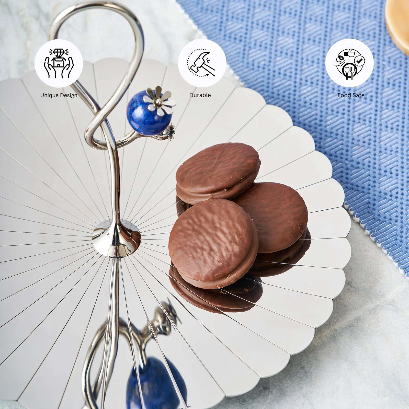 Poppy Pole Platter with Lapiz Lazuli Stone | Medium - Image 9
