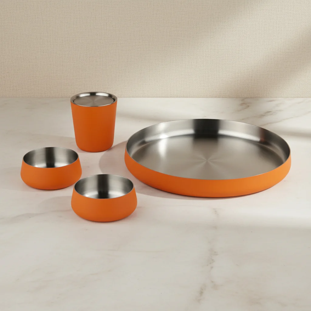 Primary Dinner Set | Orange Luxury Dinnerware Set for Kids