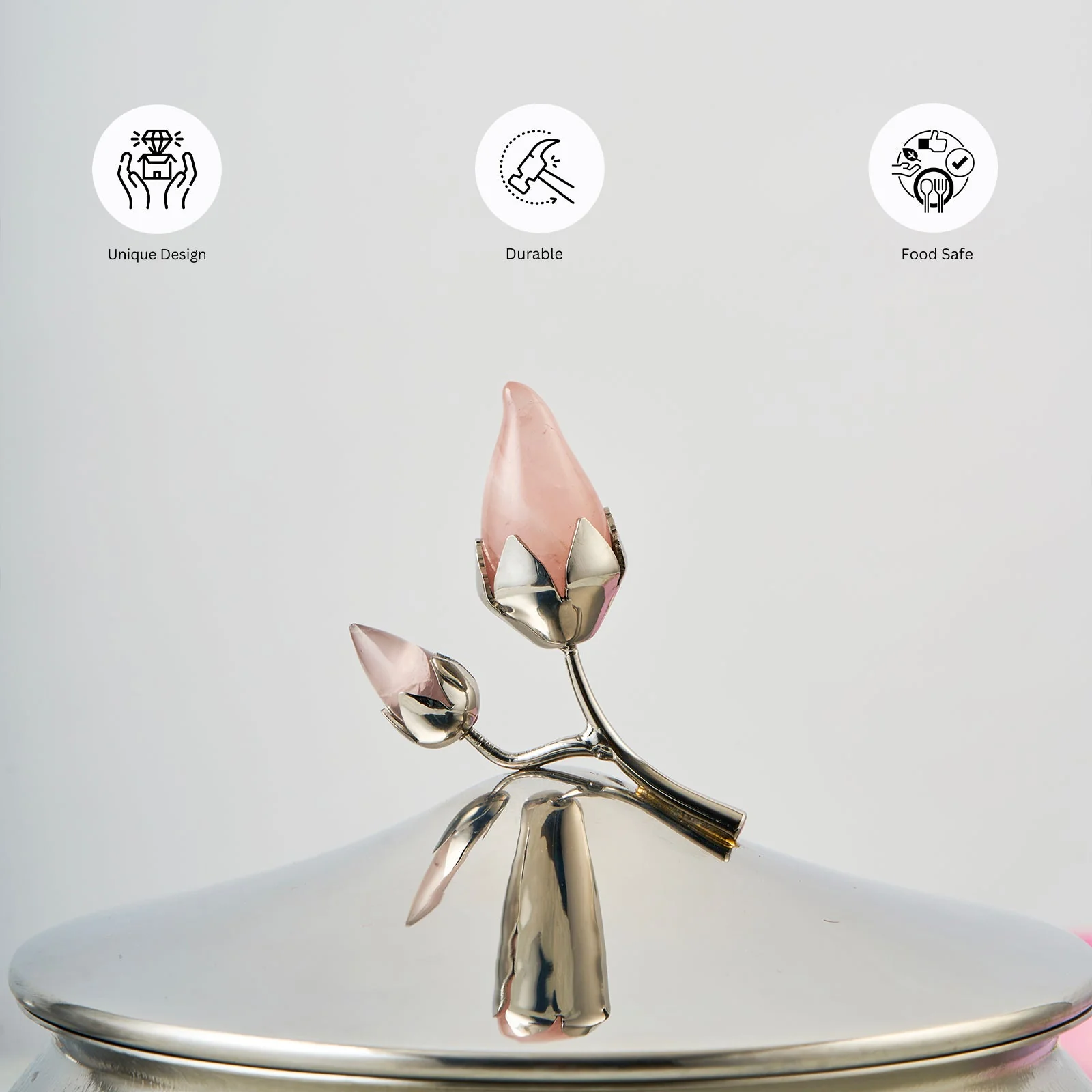 Rose Quartz Textured Serving Bowl with Lid | Medium - Image 8