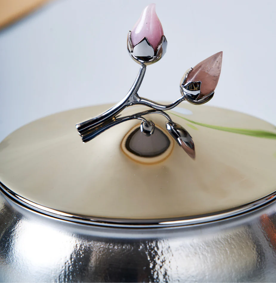 Rose Quartz Designer Bowl with Lid – Small & Elegant - Image 3